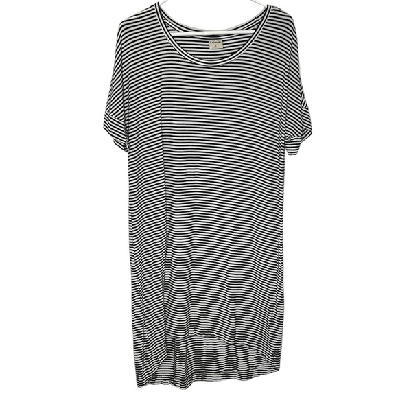 Soma Dress Women's‎ Large Black & White Striped Short Sleeve Hi Lo Hem Casual - Picture 1 of 8